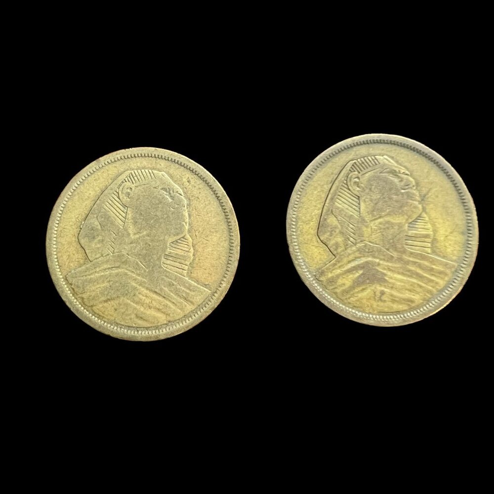Egyptian Coins Lot of Two 10 Milliemes Sphinx 1950s